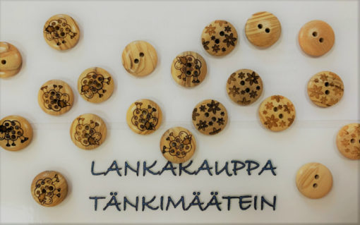 Kuviollinen puunappi poltetulla koristekuviolla